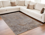 Homeroots 5' X 8' Brown Taupe And Tan Abstract Power Loom Area Rug Brown Polyester 567645