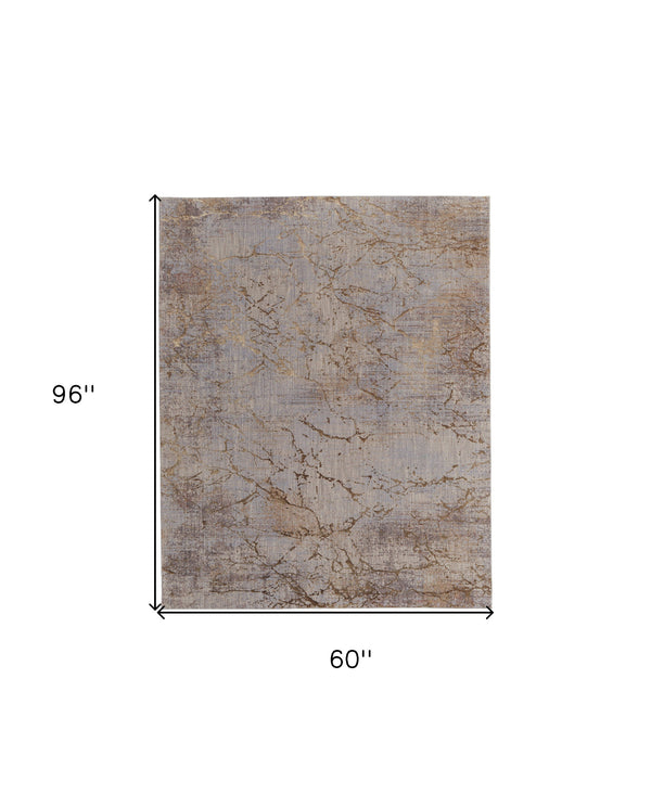 Homeroots 5' X 8' Brown Taupe And Tan Abstract Power Loom Area Rug Brown Polyester 567645