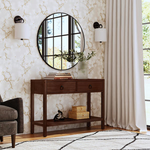 Butler Specialty Butler Lark 44" Rectangular Wood Console Table With 2 Drawers & Open Shelf - Elegant Medium Brown Finish Medium Brown Mdf,Acacia Solids,Acacia Veneers 5676489-butler