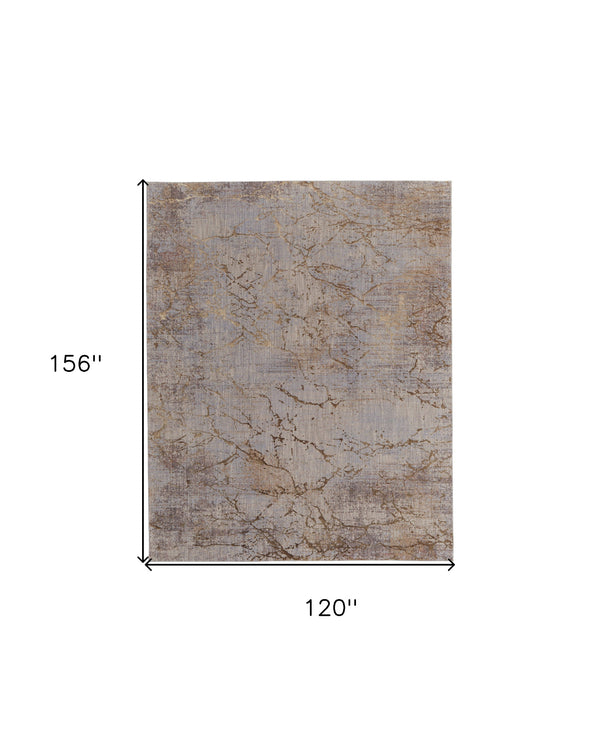 Homeroots 10' X 13' Brown Taupe And Tan Abstract Power Loom Area Rug Brown Polyester 567648