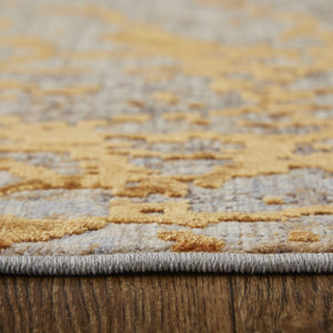 HomeRoots 5' Modern Abstract Area Rug in Brown, Gold & Gray – Durable Power-Loomed Design for Any Room 5' X 8' 567650