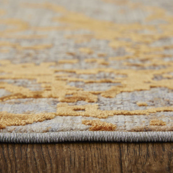 HomeRoots 5' Modern Abstract Area Rug in Brown, Gold & Gray – Durable Power-Loomed Design for Any Room 5' X 8' 567650