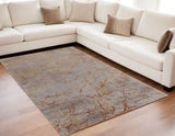 Homeroots 5' X 8' Brown Gold And Gray Abstract Power Loom Area Rug Gold Polyester 567650