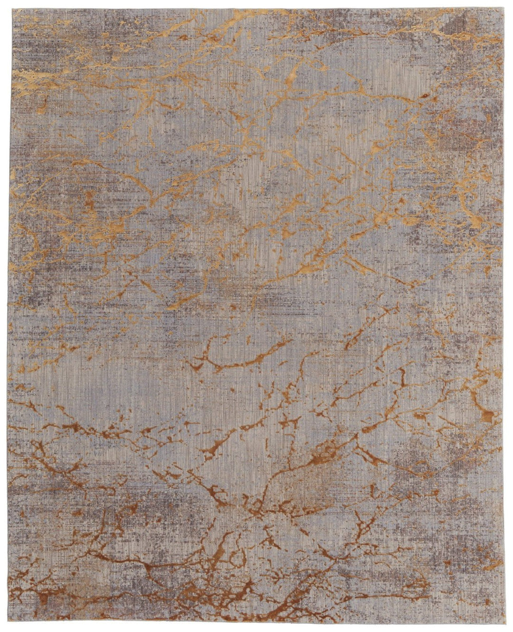 HomeRoots 5' Modern Abstract Area Rug in Brown, Gold & Gray – Durable Power-Loomed Design for Any Room 12' X 15' 567654