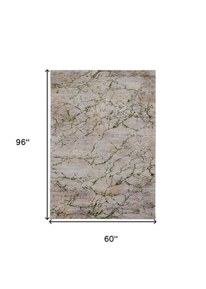 Homeroots 5' X 8' Taupe Green And Tan Abstract Power Loom Area Rug Taupe Polyester 567655