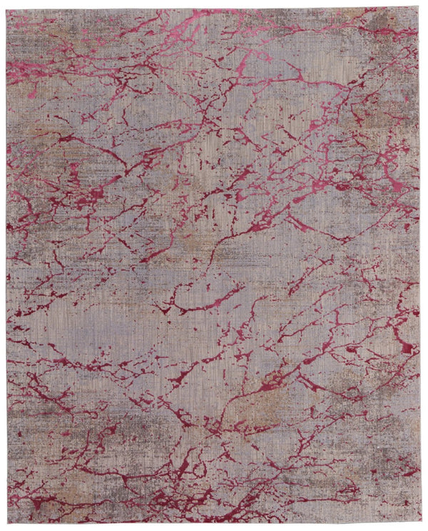 HomeRoots 5' Modern Abstract Area Rug in Pink Taupe and Gray – Durable Power Loomed Design for Any Space 5' X 8' 567660