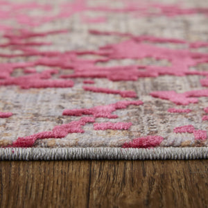 HomeRoots 5' Modern Abstract Area Rug in Pink Taupe and Gray – Durable Power Loomed Design for Any Space 5' X 8' 567660