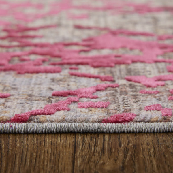 HomeRoots 5' Modern Abstract Area Rug in Pink Taupe and Gray – Durable Power Loomed Design for Any Space 5' X 8' 567660