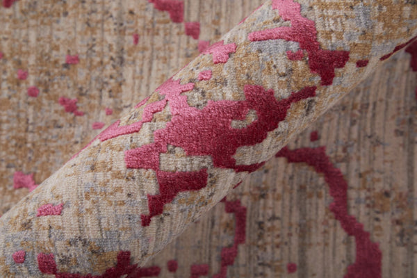 HomeRoots 5' Modern Abstract Area Rug in Pink Taupe and Gray – Durable Power Loomed Design for Any Space 5' X 8' 567660