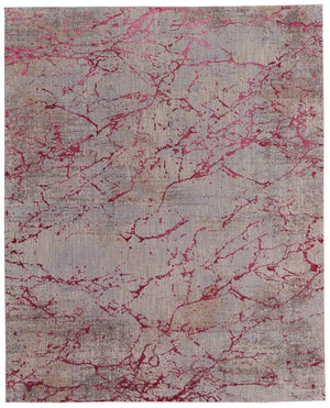 HomeRoots 5' Modern Abstract Area Rug in Pink Taupe and Gray – Durable Power Loomed Design for Any Space 5' X 8' 567660