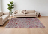 Homeroots 7' X 10' Pink Taupe And Gray Abstract Power Loom Area Rug Pink Polyester 567661