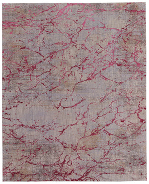 Homeroots 8' X 10' Pink Taupe And Gray Abstract Power Loom Area Rug Pink Polyester 567662