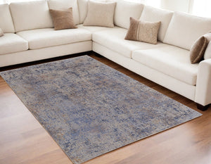 Homeroots 5' X 8' Blue Brown And Tan Abstract Power Loom Area Rug Blue Polyester 567664