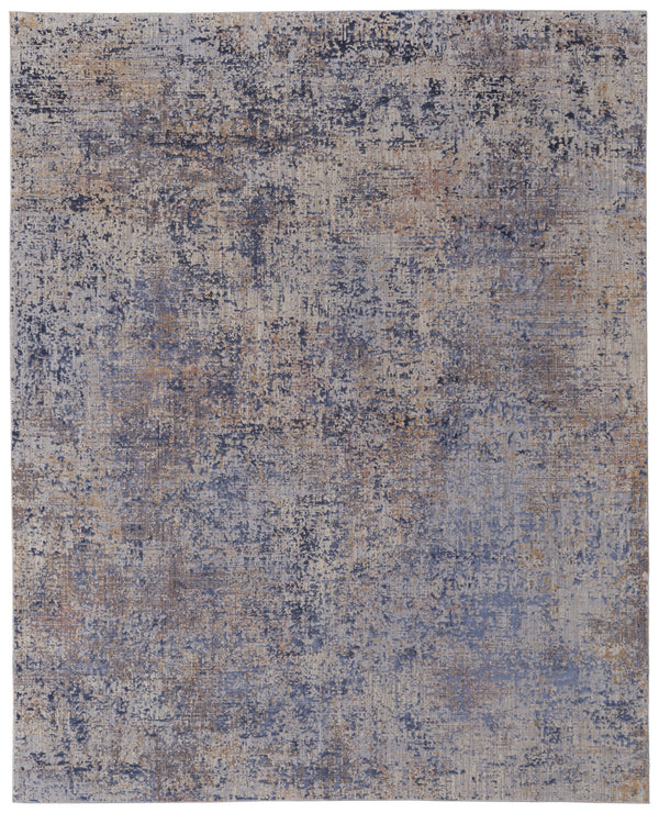 Homeroots 8' X 10' Blue Brown And Tan Abstract Power Loom Area Rug Blue Polyester 567666
