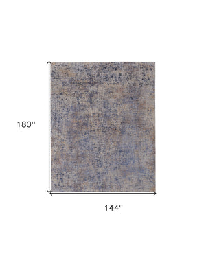 Homeroots 12' X 15' Blue Brown And Tan Abstract Power Loom Area Rug Blue Polyester 567668