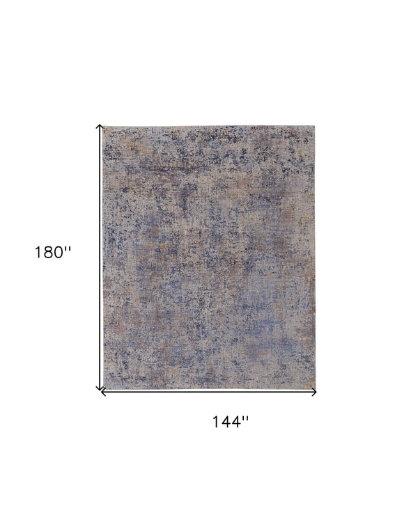 Homeroots 12' X 15' Blue Brown And Tan Abstract Power Loom Area Rug Blue Polyester 567668