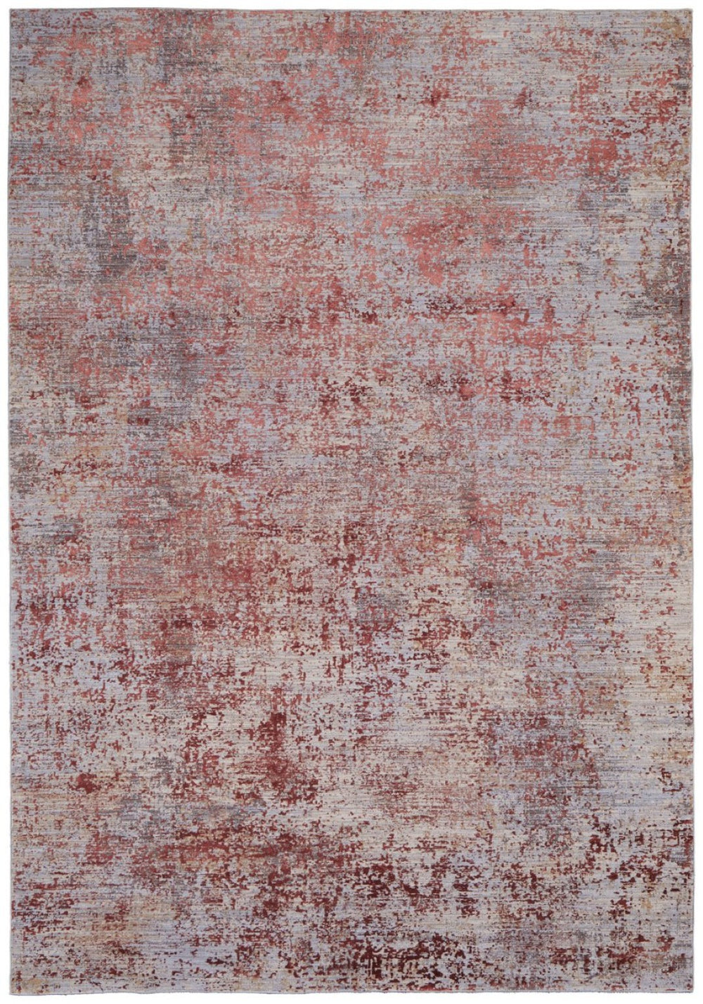 HomeRoots 5' Modern Abstract Area Rug in Vibrant Red, Gray & Pink – Stylish & Durable for Any Room 5' X 8' 567669