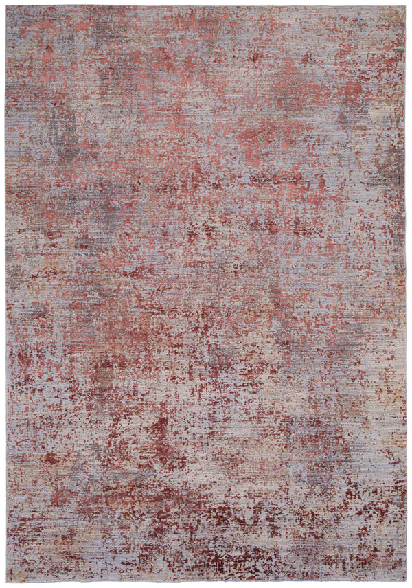 Homeroots 7' X 10' Red And Gray Abstract Power Loom Area Rug Red Polyester 567670