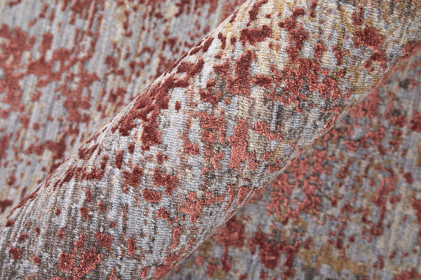 Homeroots 7' X 10' Red And Gray Abstract Power Loom Area Rug Red Polyester 567670