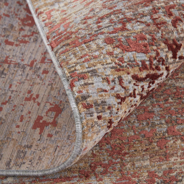 Homeroots 7' X 10' Red And Gray Abstract Power Loom Area Rug Red Polyester 567670