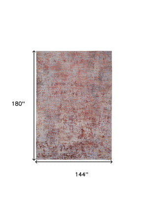 Homeroots 12' X 15' Red And Gray Abstract Power Loom Area Rug Red Polyester 567673