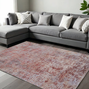 HomeRoots 5' Modern Abstract Area Rug in Vibrant Red, Gray & Pink – Stylish & Durable for Any Room 12' X 15' 567673