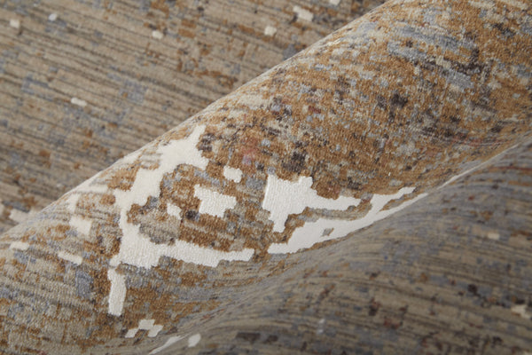 Homeroots 5' X 8' Ivory Brown And Taupe Abstract Power Loom Area Rug Taupe Polyester 567674