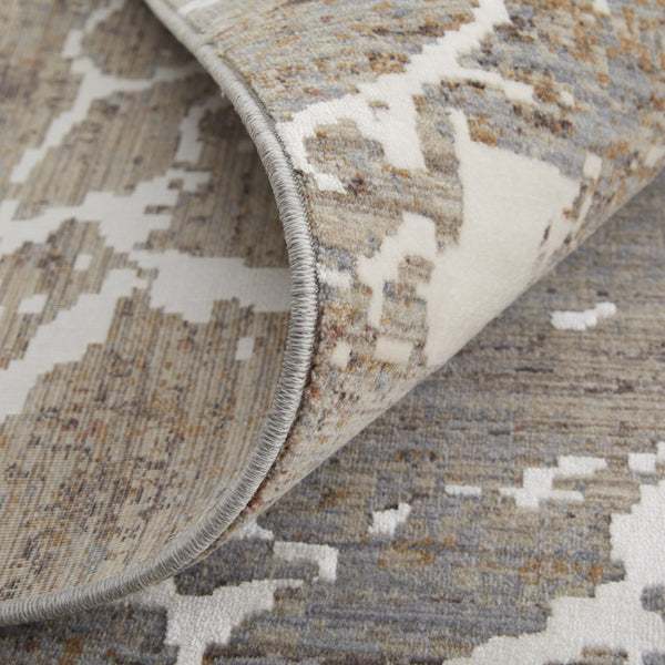 Homeroots 5' X 8' Ivory Brown And Taupe Abstract Power Loom Area Rug Taupe Polyester 567674