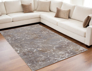 Homeroots 5' X 8' Ivory Brown And Taupe Abstract Power Loom Area Rug Taupe Polyester 567674
