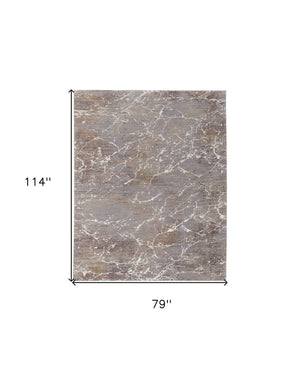 Homeroots 7' X 10' Ivory Brown And Taupe Abstract Power Loom Area Rug Taupe Polyester 567675