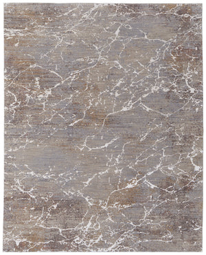 Homeroots 7' X 10' Ivory Brown And Taupe Abstract Power Loom Area Rug Taupe Polyester 567675
