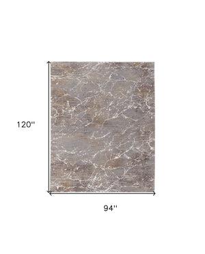 Homeroots 8' X 10' Ivory Brown And Taupe Abstract Power Loom Area Rug Taupe Polyester 567676