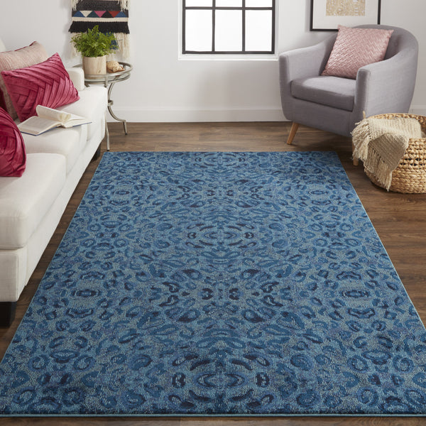 Homeroots 8' Blue Power Loom Runner Rug Blue Polypropylene 567679