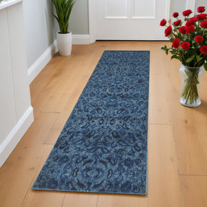 Homeroots 8' Blue Power Loom Runner Rug Blue Polypropylene 567679