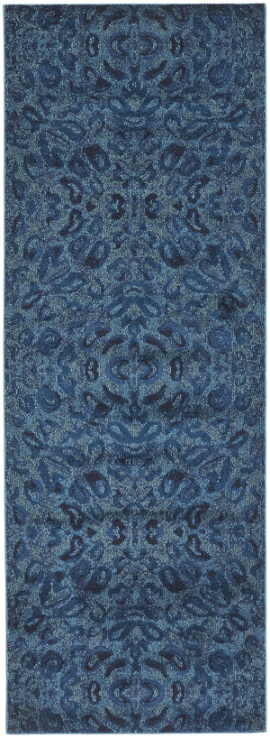 Homeroots 8' Blue Power Loom Runner Rug Blue Polypropylene 567679