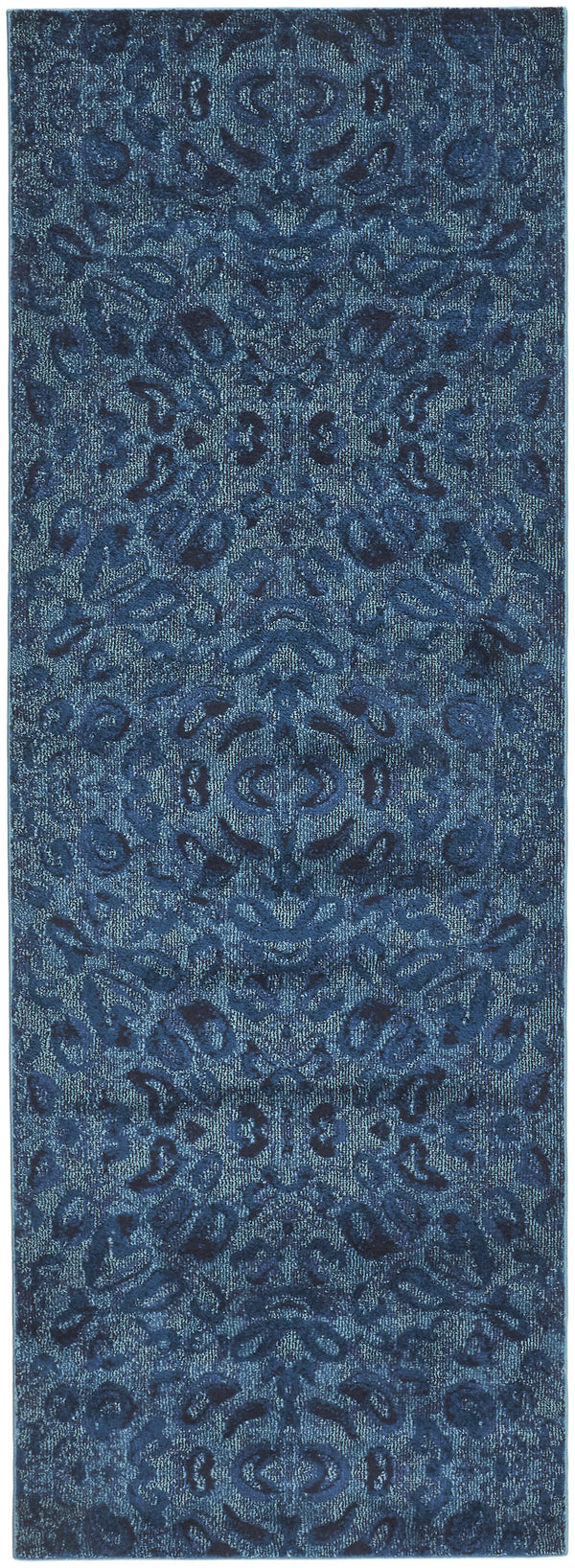 Homeroots 8' Blue Power Loom Runner Rug Blue Polypropylene 567679