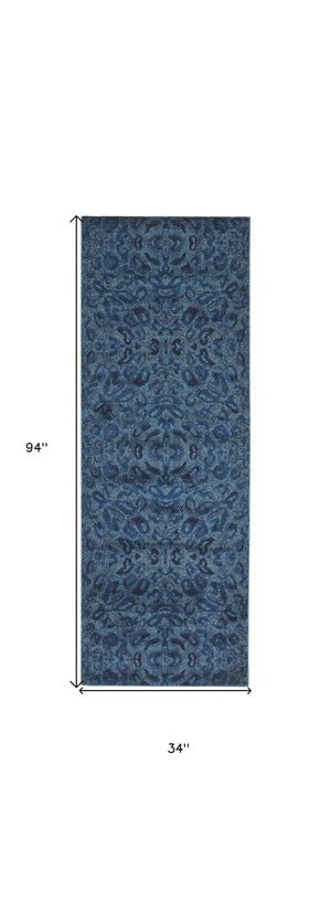 Homeroots 8' Blue Power Loom Runner Rug Blue Polypropylene 567679