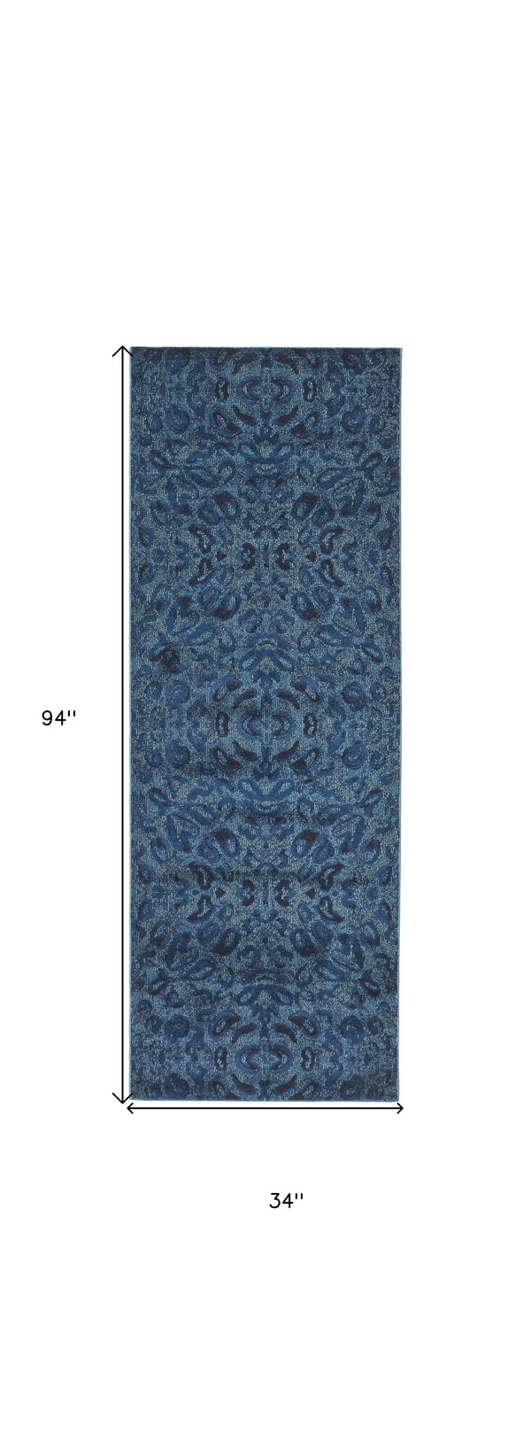 Homeroots 8' Blue Power Loom Runner Rug Blue Polypropylene 567679