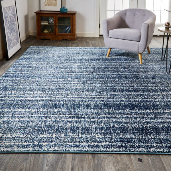 HomeRoots 10' Blue and Ivory Power Loom Area Rug - Stylish, Durable Design for Family Spaces and Easy Care 10' X 13' 567684