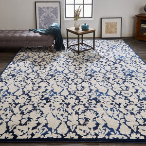 HomeRoots 10' Blue and Ivory Abstract Power Loom Area Rug – Durable, Stylish Design for Everyday Living Spaces 10' X 13' 567692