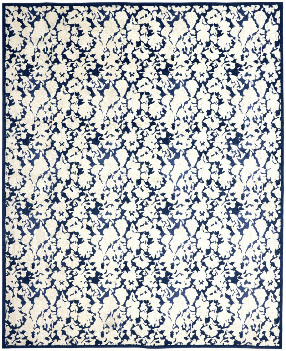HomeRoots 10' Blue and Ivory Abstract Power Loom Area Rug – Durable, Stylish Design for Everyday Living Spaces 10' X 13' 567692