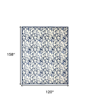 HomeRoots 10' Blue and Ivory Abstract Power Loom Area Rug – Durable, Stylish Design for Everyday Living Spaces 10' X 13' 567692
