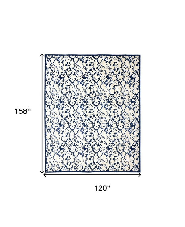 HomeRoots 10' Blue and Ivory Abstract Power Loom Area Rug – Durable, Stylish Design for Everyday Living Spaces 10' X 13' 567692