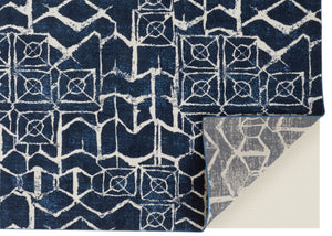 HomeRoots 10' Blue and Ivory Geometric Power Loom Area Rug - Modern Design, Stain-Resistant, Easy Care for Homes 10' X 13' 567696