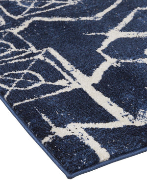 HomeRoots 10' Blue and Ivory Geometric Power Loom Area Rug - Modern Design, Stain-Resistant, Easy Care for Homes 10' X 13' 567696
