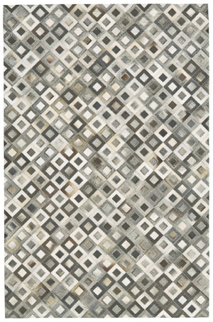 HomeRoots 6' Luxe Faux Cowhide Geometric Area Rug in Black, Gray, and White - Modern Style for Any Space 6' X 9' 567699
