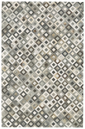 HomeRoots 6' Luxe Faux Cowhide Geometric Area Rug in Black, Gray, and White - Modern Style for Any Space 6' X 9' 567699