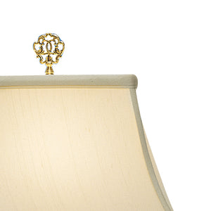 Wildwood Pom Hand-Painted Porcelain Lamp With Blue Bird Motifs, Mahogany Wood Base & Bone Silkette Shade (25") 5677