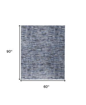 HomeRoots 5' Abstract Power Loom Area Rug in Blue, Ivory & Tan - Modern Design for Stylish Home Decor 5' X 8' 567718