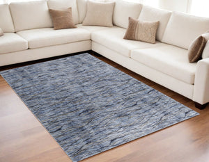 HomeRoots 5' Abstract Power Loom Area Rug in Blue, Ivory & Tan - Modern Design for Stylish Home Decor 5' X 8' 567718